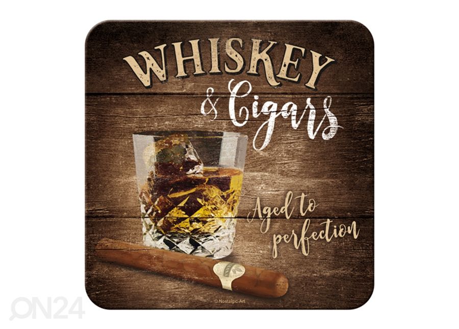 Retro klaasialus Whiskey & Cigars 4 tk suurendatud