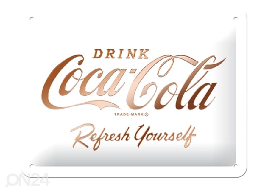 Retro metallposter Coca-Cola logo, valge 15x20 cm suurendatud