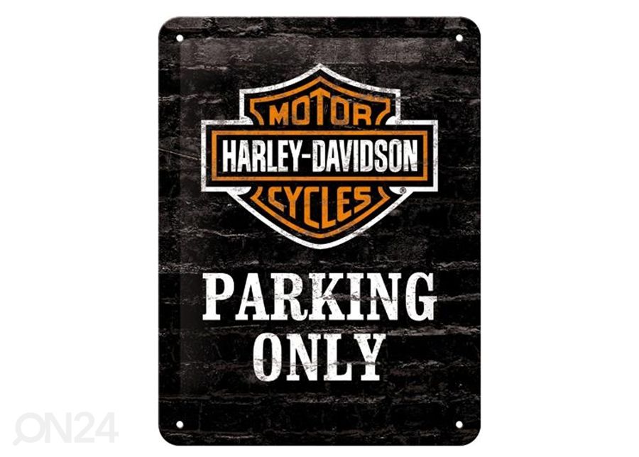 Retro metallposter Harley-Davidson Parking Only 15x20 cm suurendatud