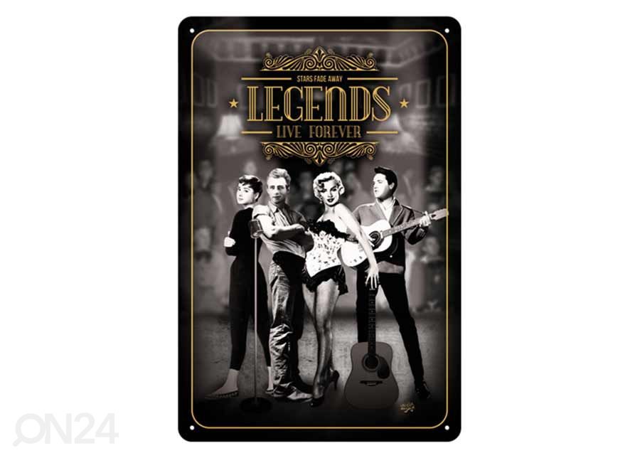 Retro metallposter Legends Live Forever 20x30 cm suurendatud