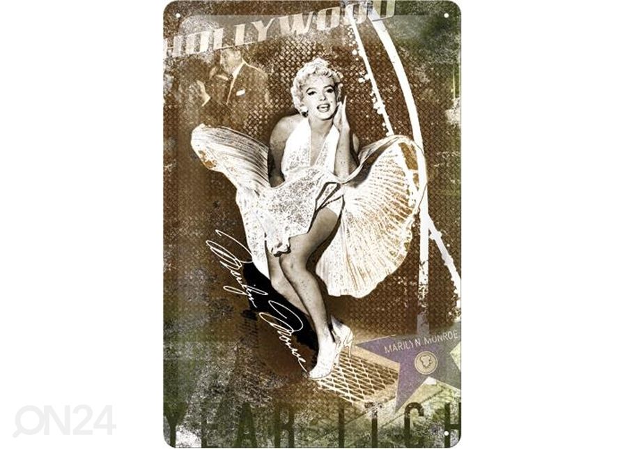 Retro metallposter Marilyn Monoroe Hollywood 20x30cm suurendatud