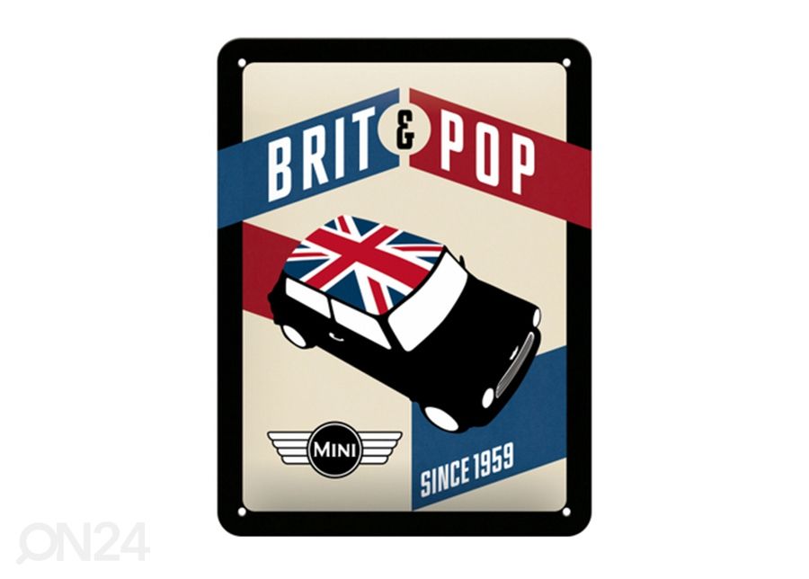 Retro metallposter Mini Brit & Pop 15x20 cm suurendatud