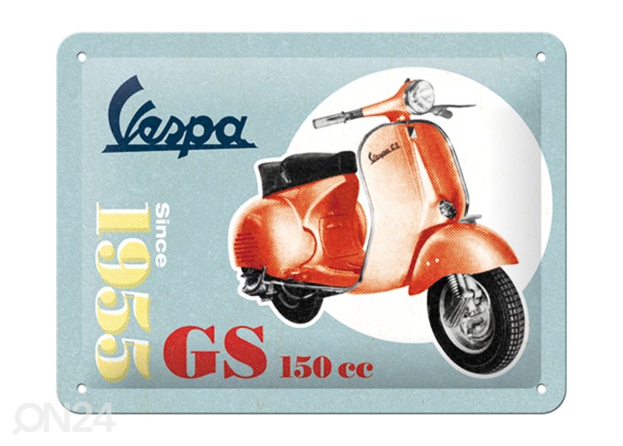 Retro metallposter Vespa GS 150 Since 1955 15x20 cm suurendatud