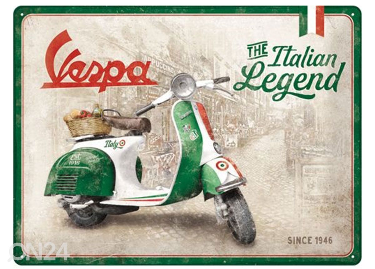 Retro metallposter Vespa - Italian Legend 30x40 cm suurendatud