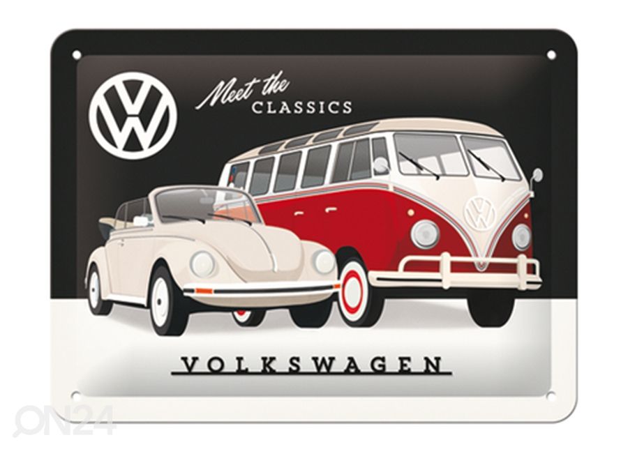 Retro metallposter VW - Meet the Classic 15x20 cm suurendatud