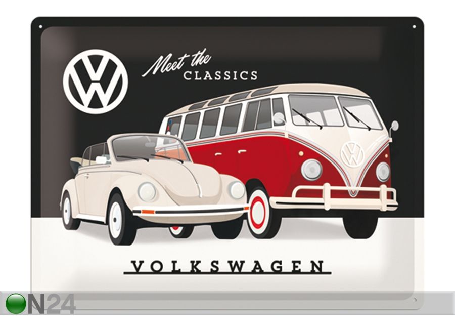Retro metallposter VW Meet the Classics 30x40 cm suurendatud