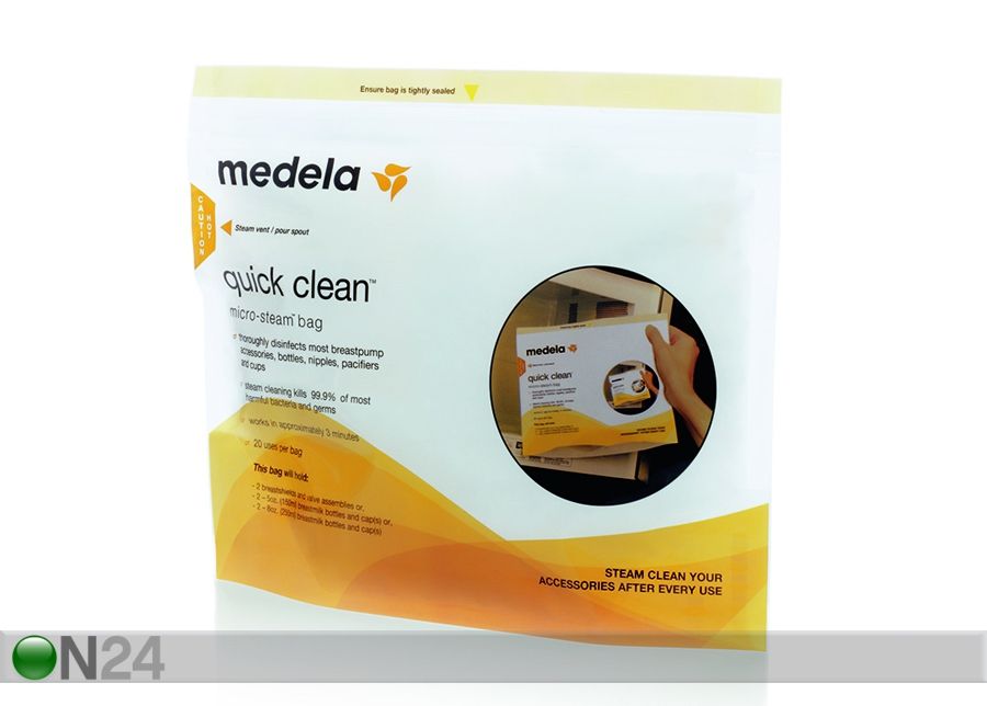 Steriliseerimiskott mikrolaineahjus kasutamiseks Medela Clean™ 5 tk suurendatud