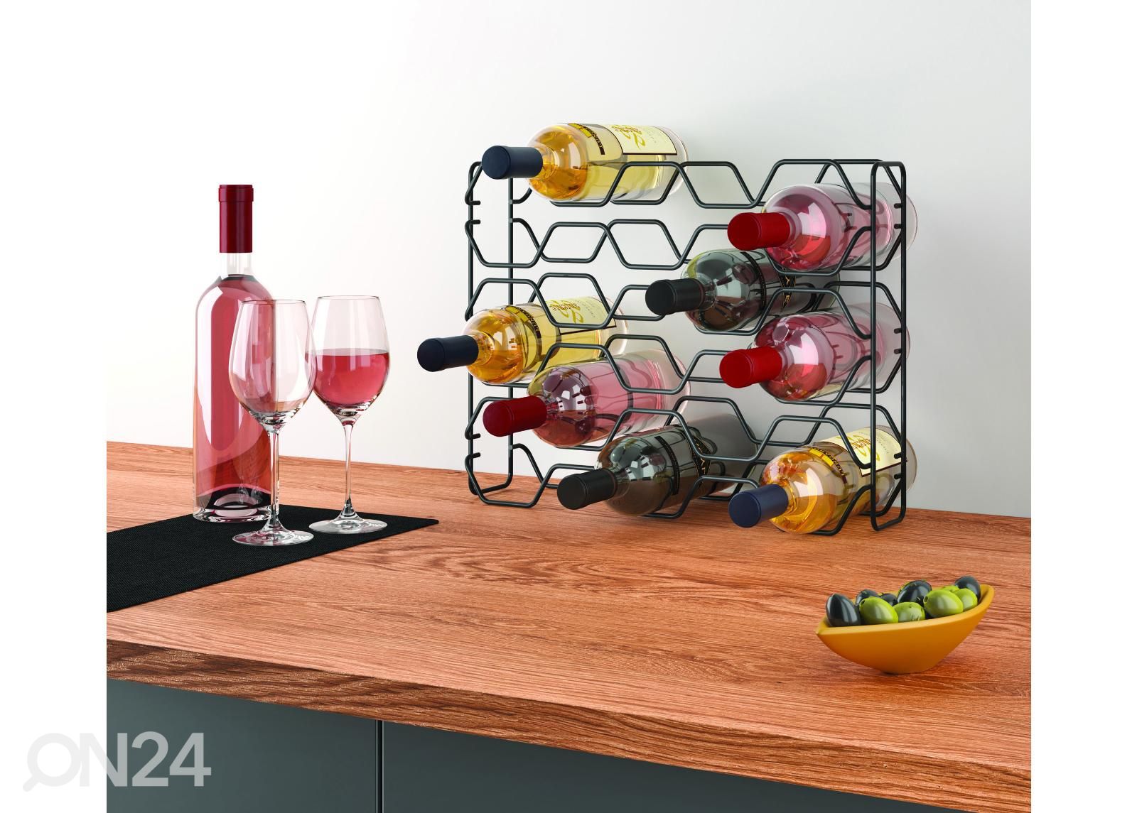 Veiniriiul 15 pudelile Hexagon, 43x12x34 cm, must suurendatud