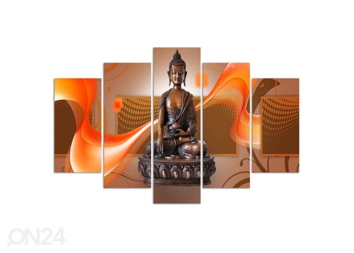 Viieosaline seinapilt Buddha on abstract background 100x70 cm suurendatud