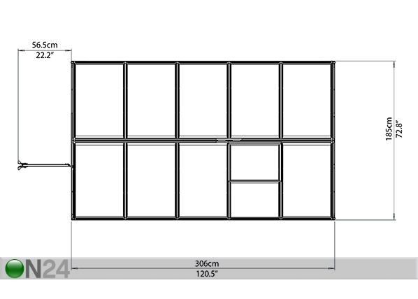 Kasvuhoone Palram Hybrid 1,85x3,06 m, 5,66 m²