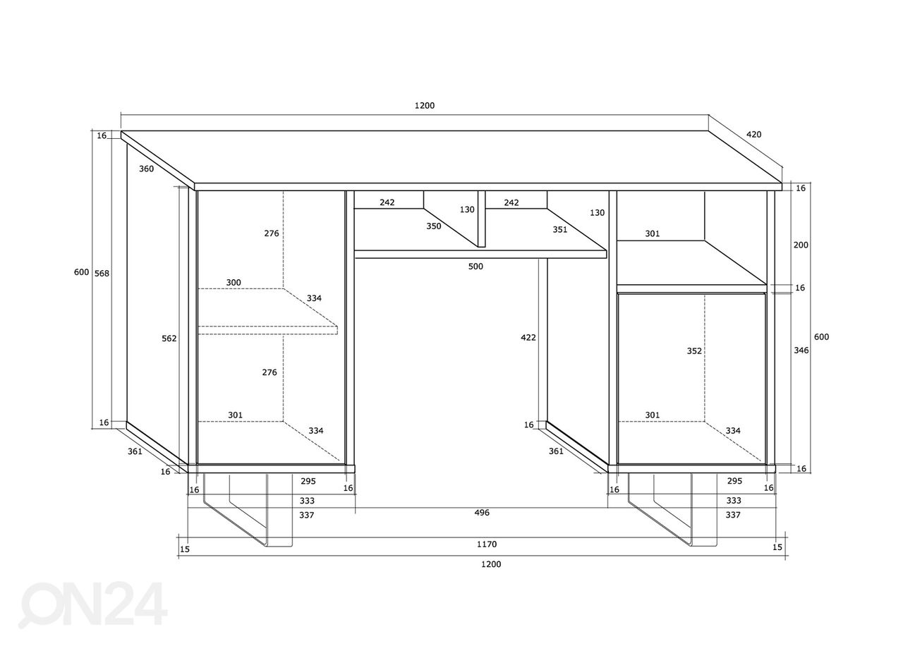 Arvutilaud Rossca 120 cm suurendatud