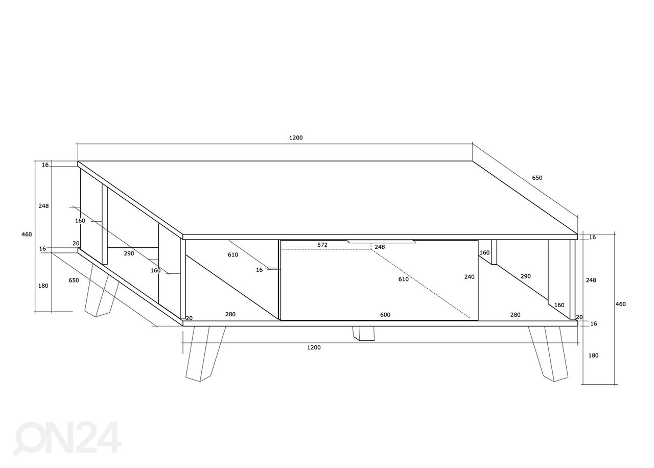 Diivanilaud Kilty 120x69 cm suurendatud