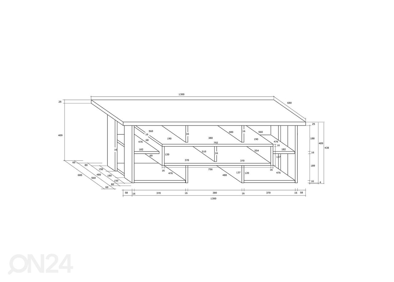 Diivanilaud Macroom 130x68 cm suurendatud