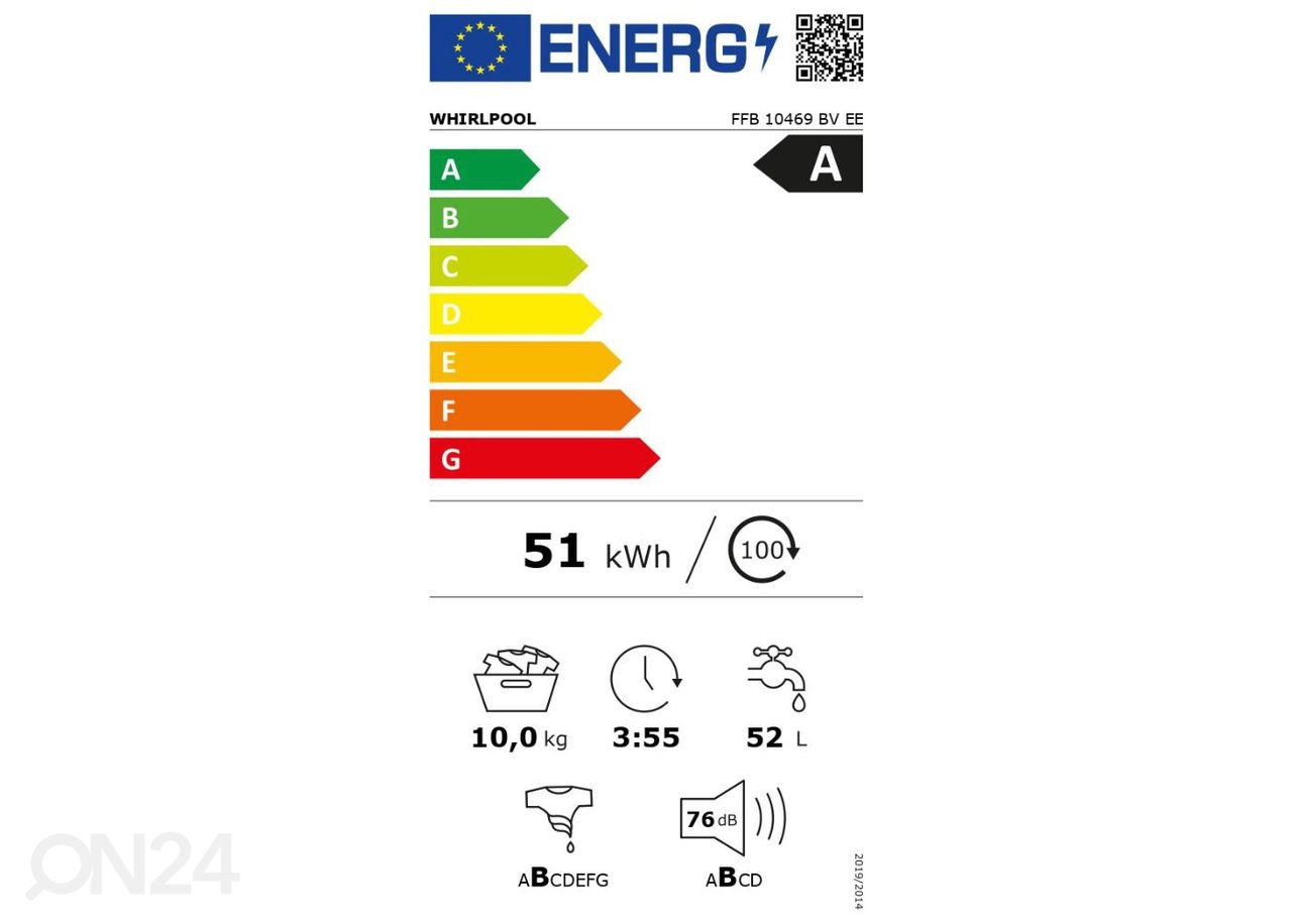 Eestlaetav pesumasin Whirlpool FFB10469BVEE suurendatud