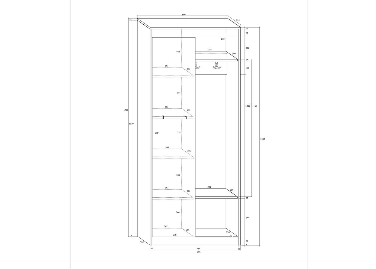 Esikukapp 80 cm suurendatud