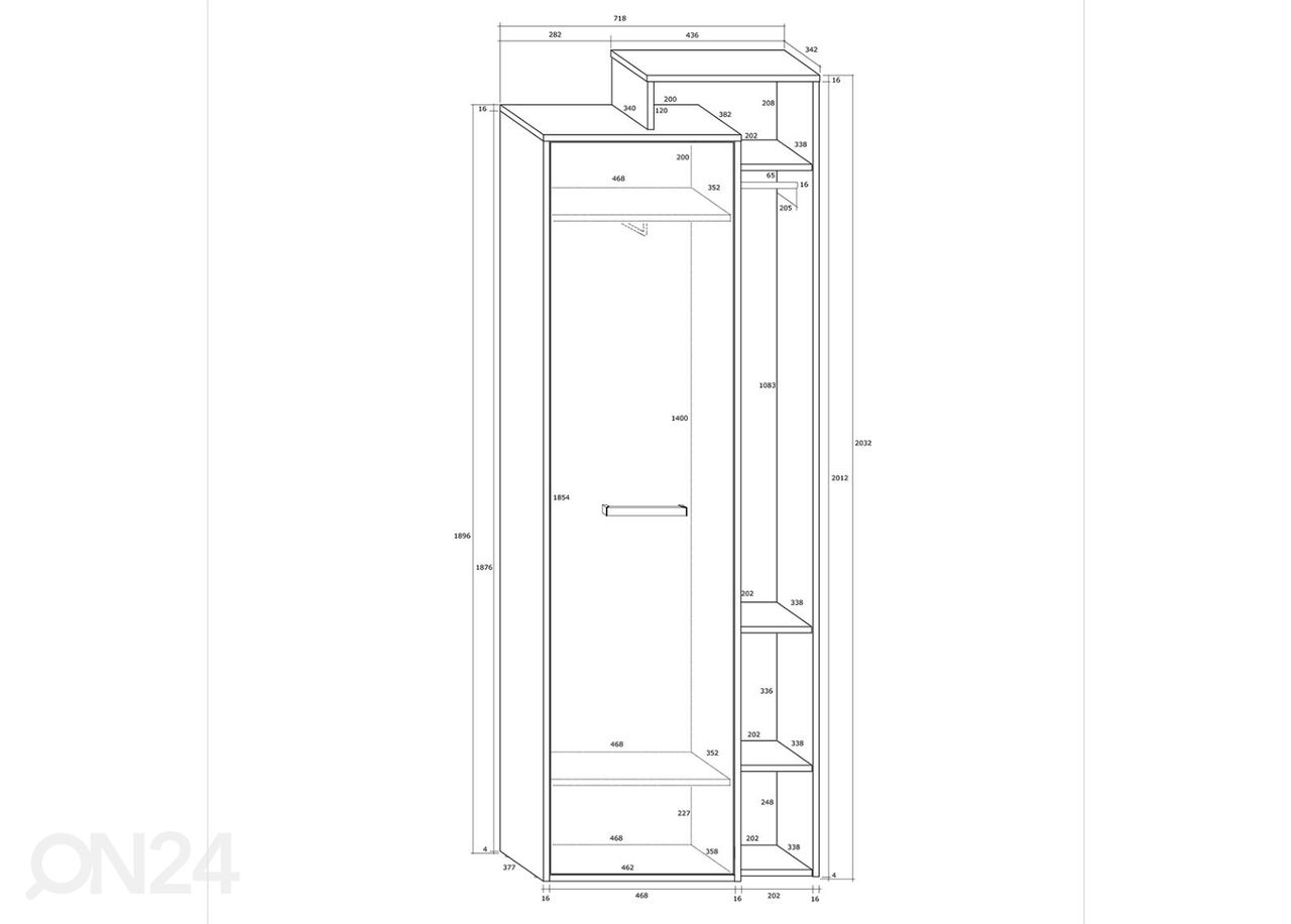 Esikukapp Macroom 72 cm suurendatud