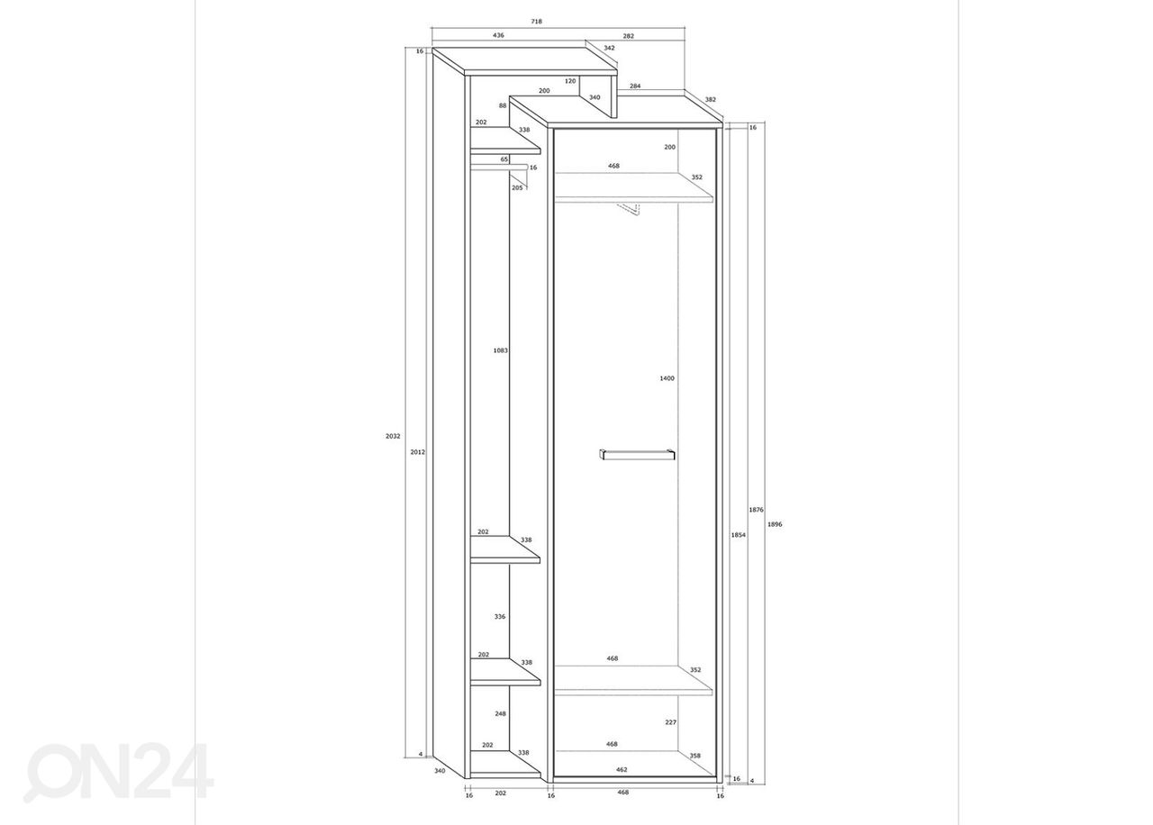 Esikukapp Macroom 72 cm suurendatud