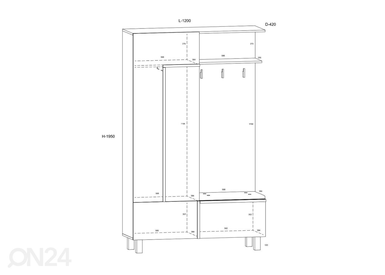 Esikukomplekt Youghal 120 cm suurendatud