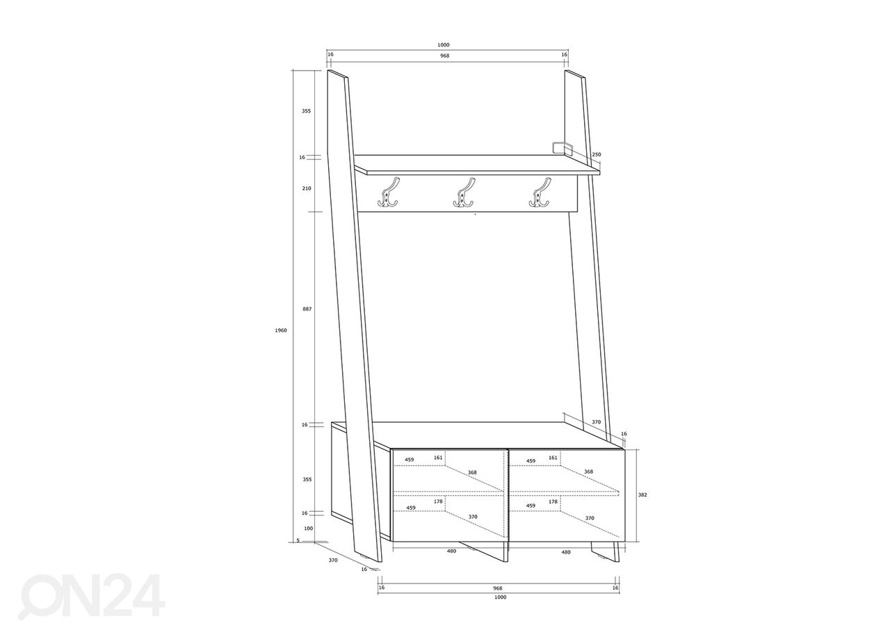 Esikunagi 100 cm suurendatud