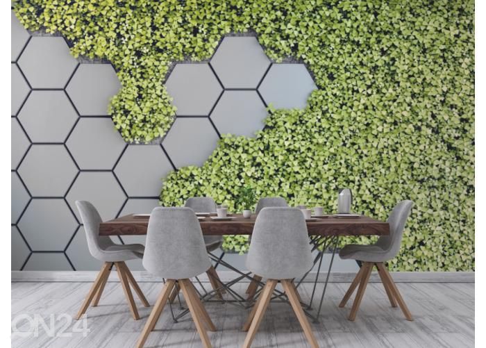 Fliis fototapeet 3D Green Vertical Garden 368x254 cm suurendatud