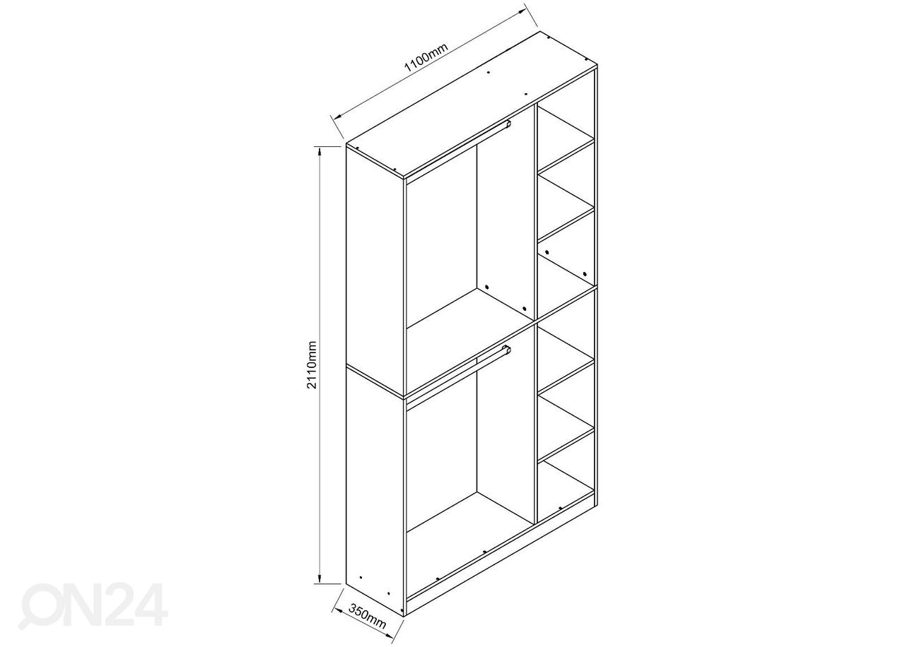 Garderoobisüsteem Palosa XL 110 cm suurendatud