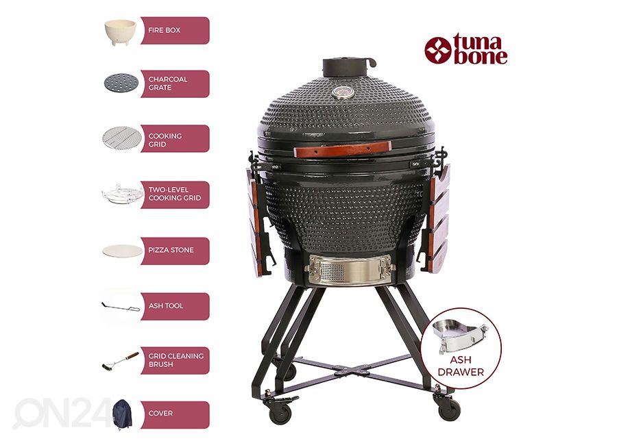 Grill TunaBone Kamado Pro TBG22GRAY-02, 22", tumehall suurendatud