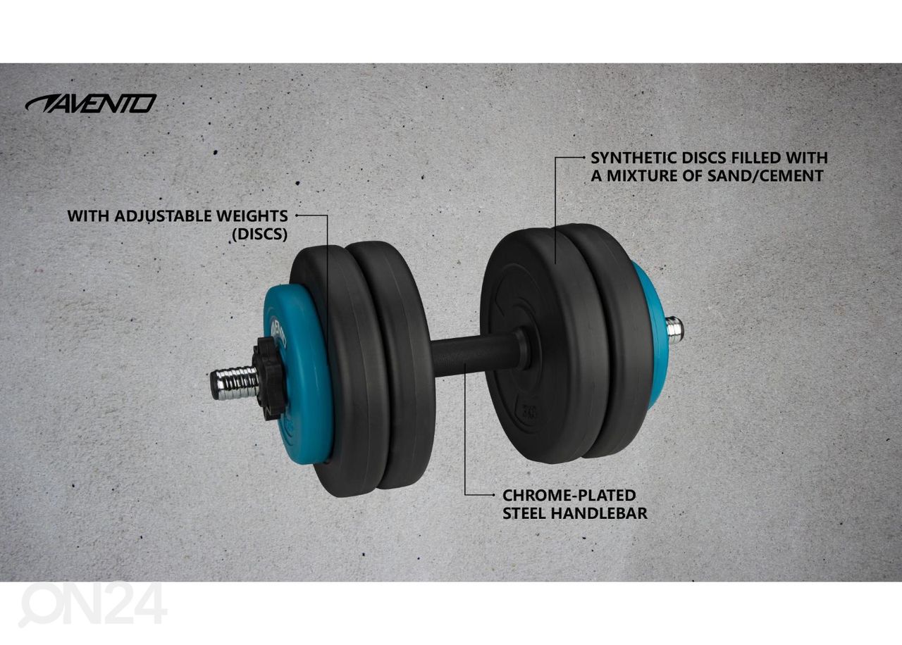 Hantel reguleeritav Avento 15 kg suurendatud