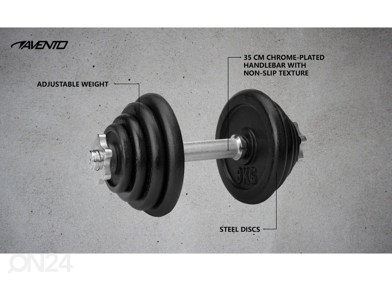 Hantel reguleeritav Avento 15 kg suurendatud