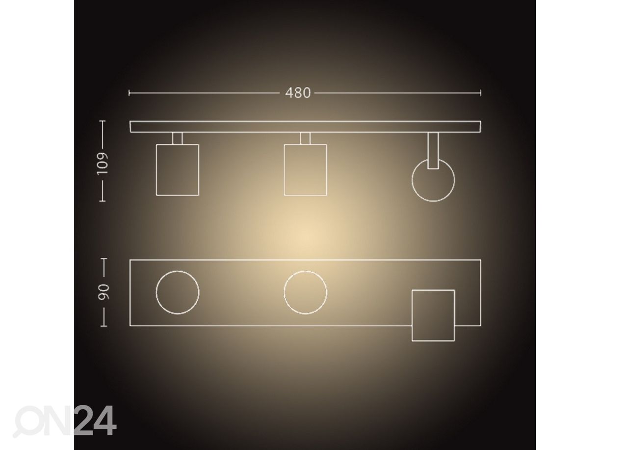 Hue Runner spot laevalgusti 3x5,5 W valge 2200-6500K suurendatud