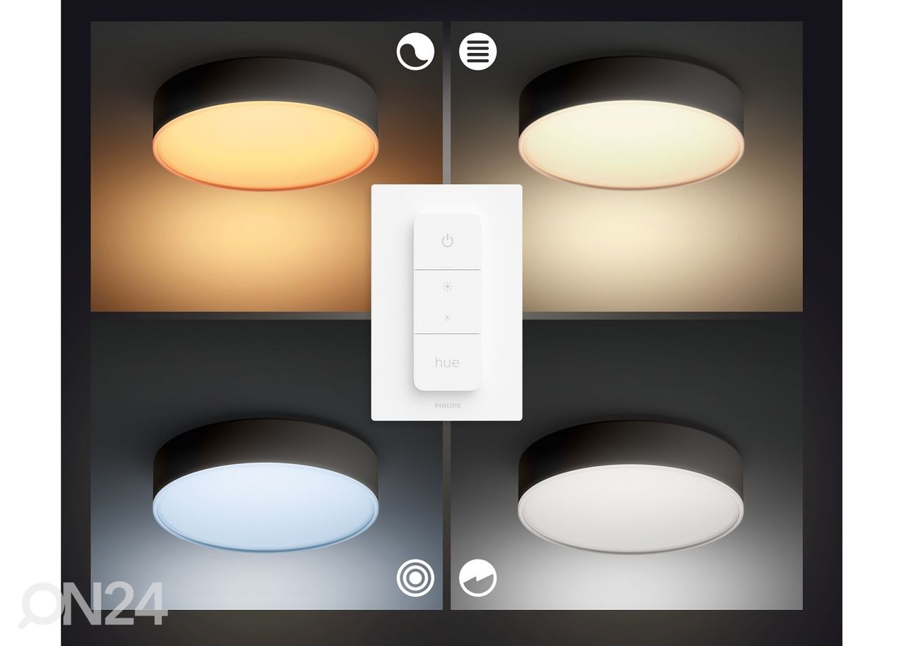 Hue White ambiance Enrave M nutikas laevalgusti must puldiga Ø 38,1 cm suurendatud