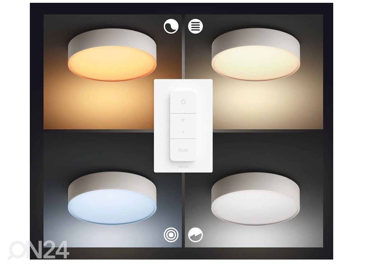 Hue White ambiance Enrave S nutikas laevalgusti valge puldiga Ø 26,1 cm suurendatud