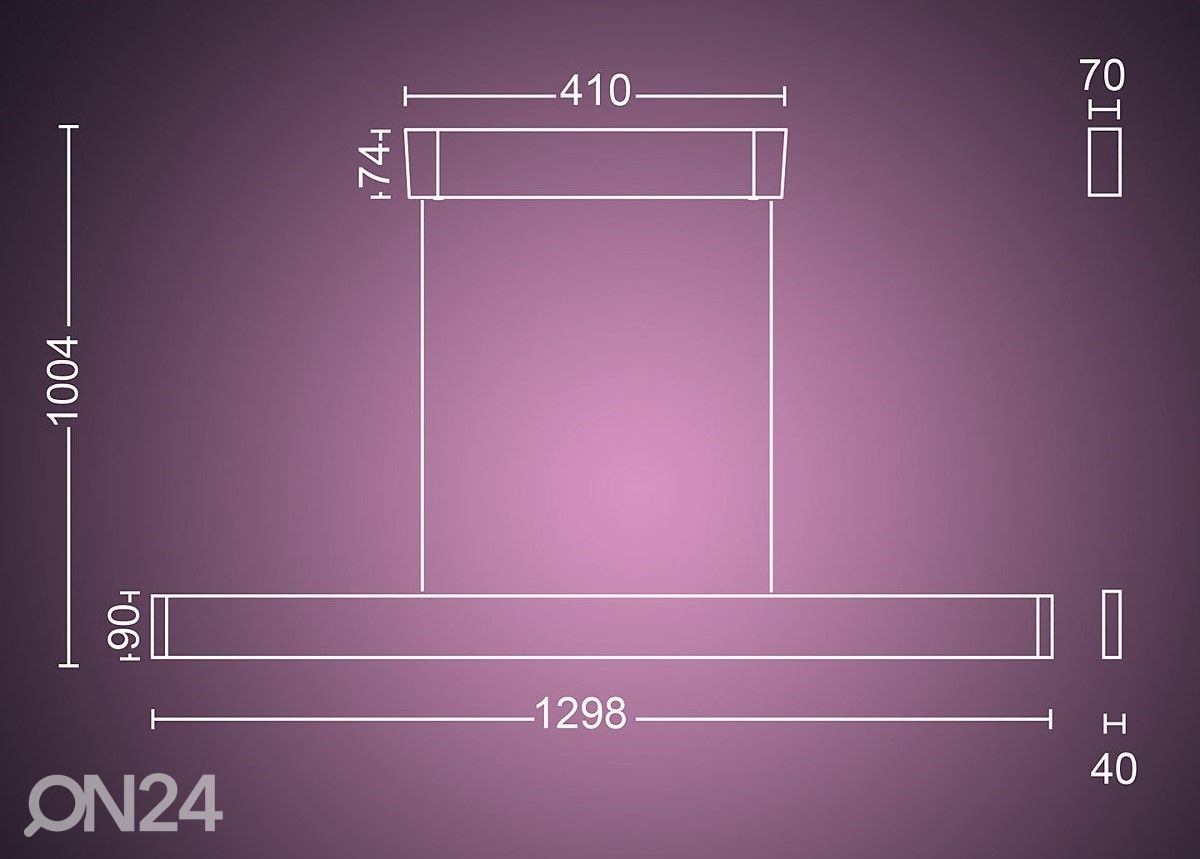 Hue White and Color ambiance Ensis nutikas must rippvalgusti 2x39 W suurendatud