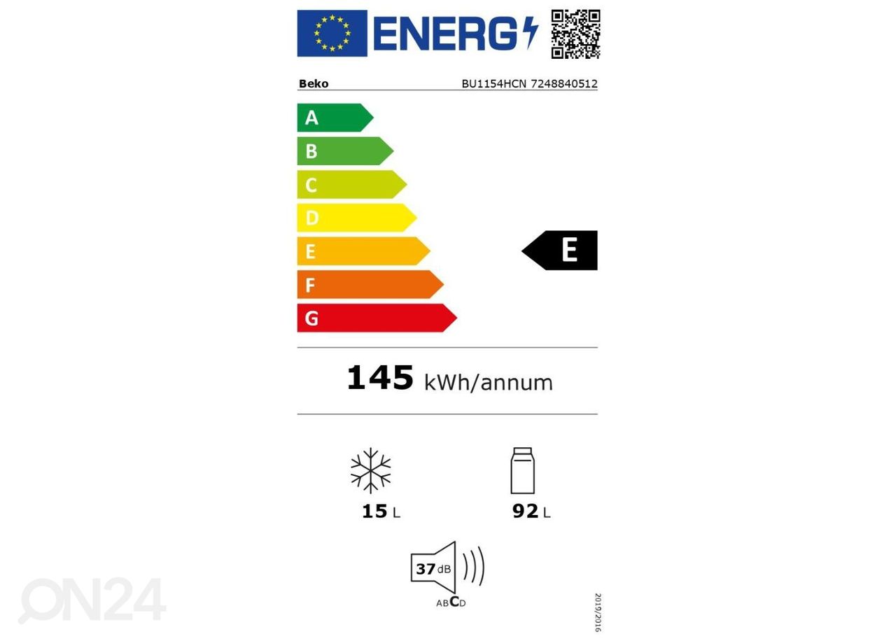 Integreeritav külmik Beko BU1154HCN suurendatud