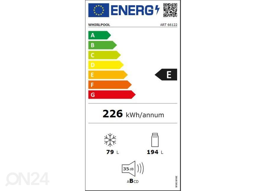 Integreeritav külmik Whirlpool ART66122 suurendatud