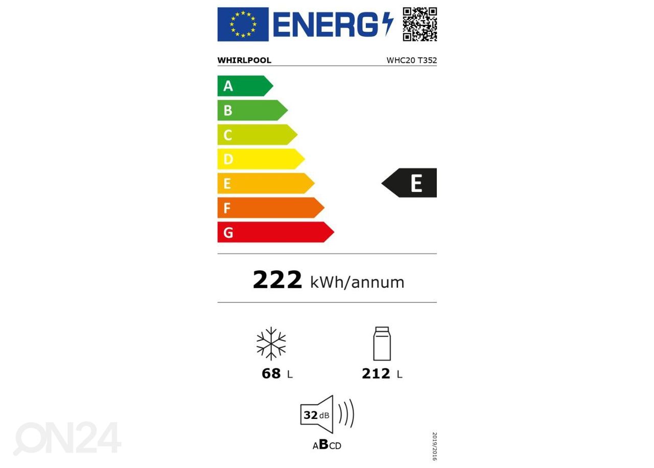 Integreeritav külmik Whirlpool WHC20T352 suurendatud