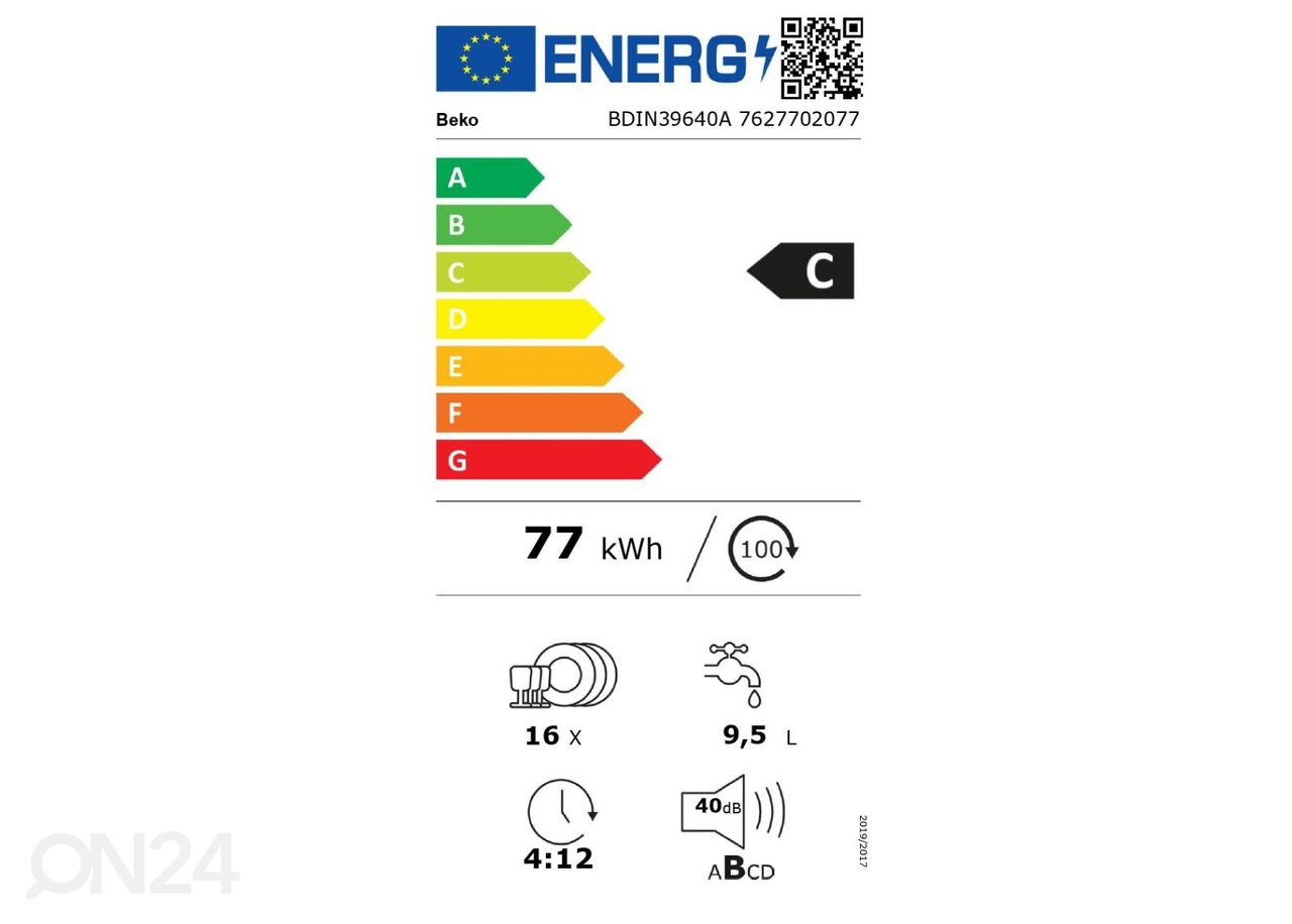 Integreeritav nõudepesumasin Beko BDIN39640A suurendatud