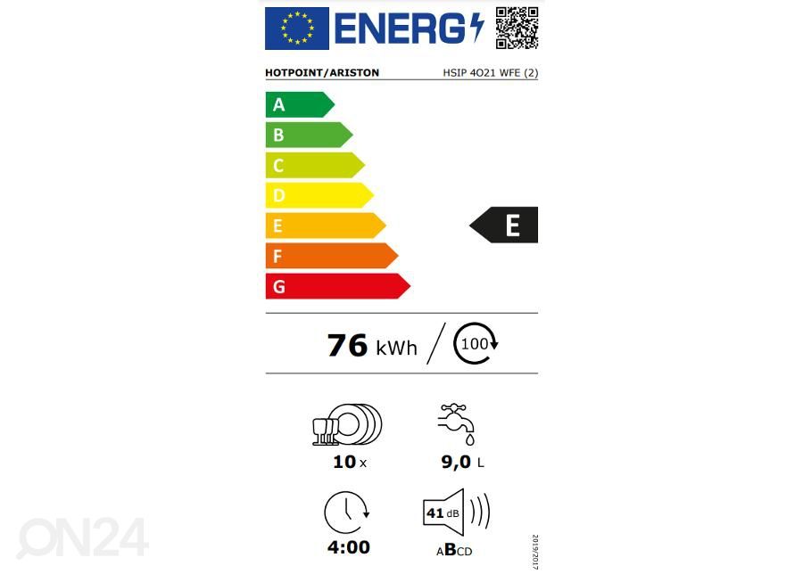 Integreeritav nõudepesumasin Hotpoint-Ariston HSIP4O21WFE suurendatud