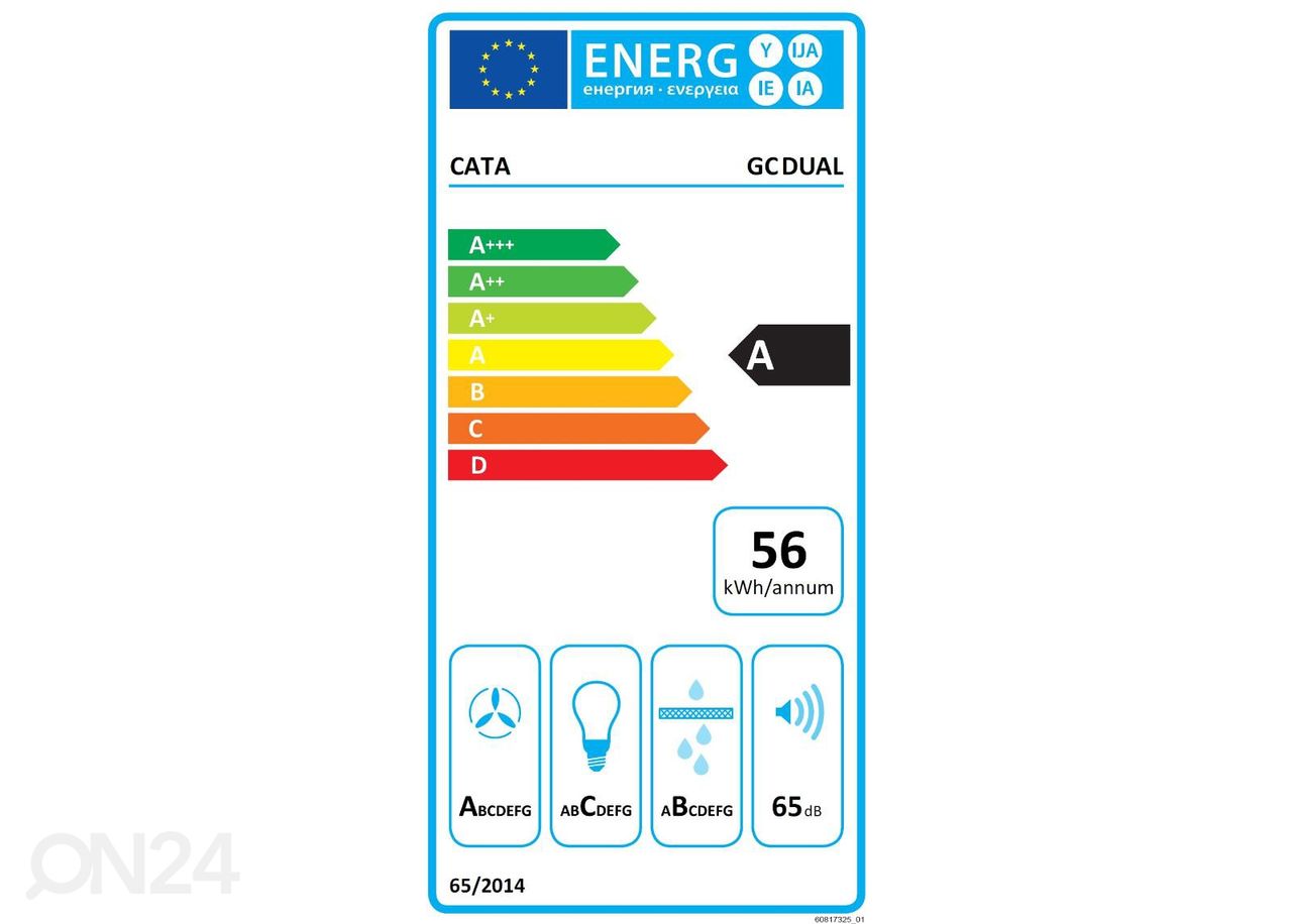 Integreeritav õhupuhasti Cata GC DUAL A 45 XGBK suurendatud