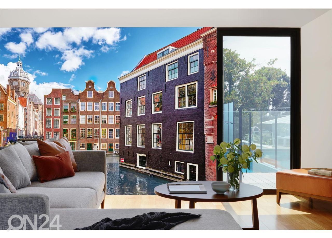 Isekleepuv fototapeet MuralEmbankments Of Amsterdam suurendatud
