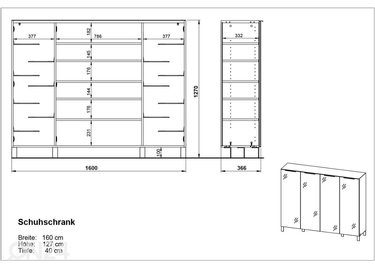 Jalanõudekapp SIRIANO 160 cm suurendatud