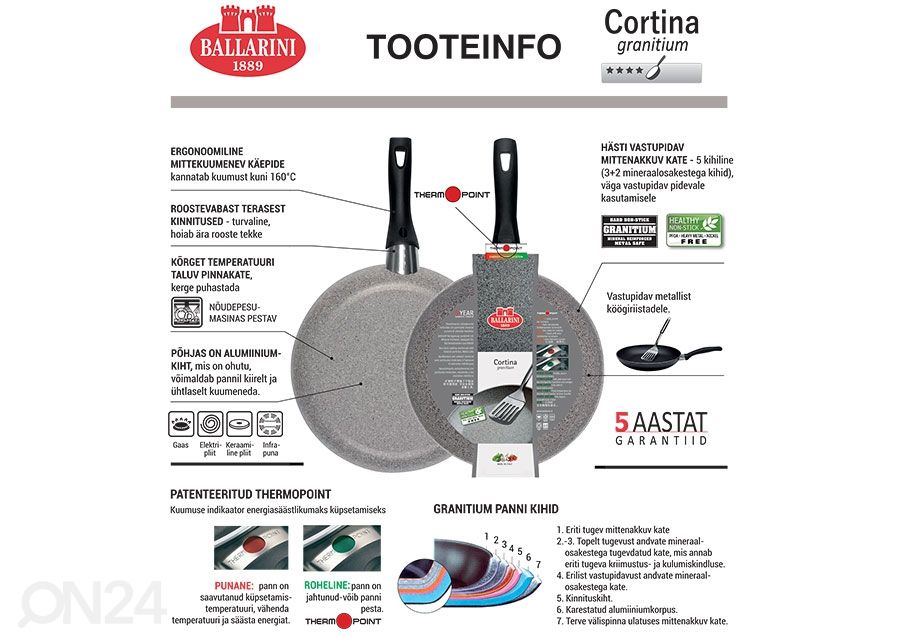 Kastrul Ballarini Cortina Granitium Ø 18 cm suurendatud