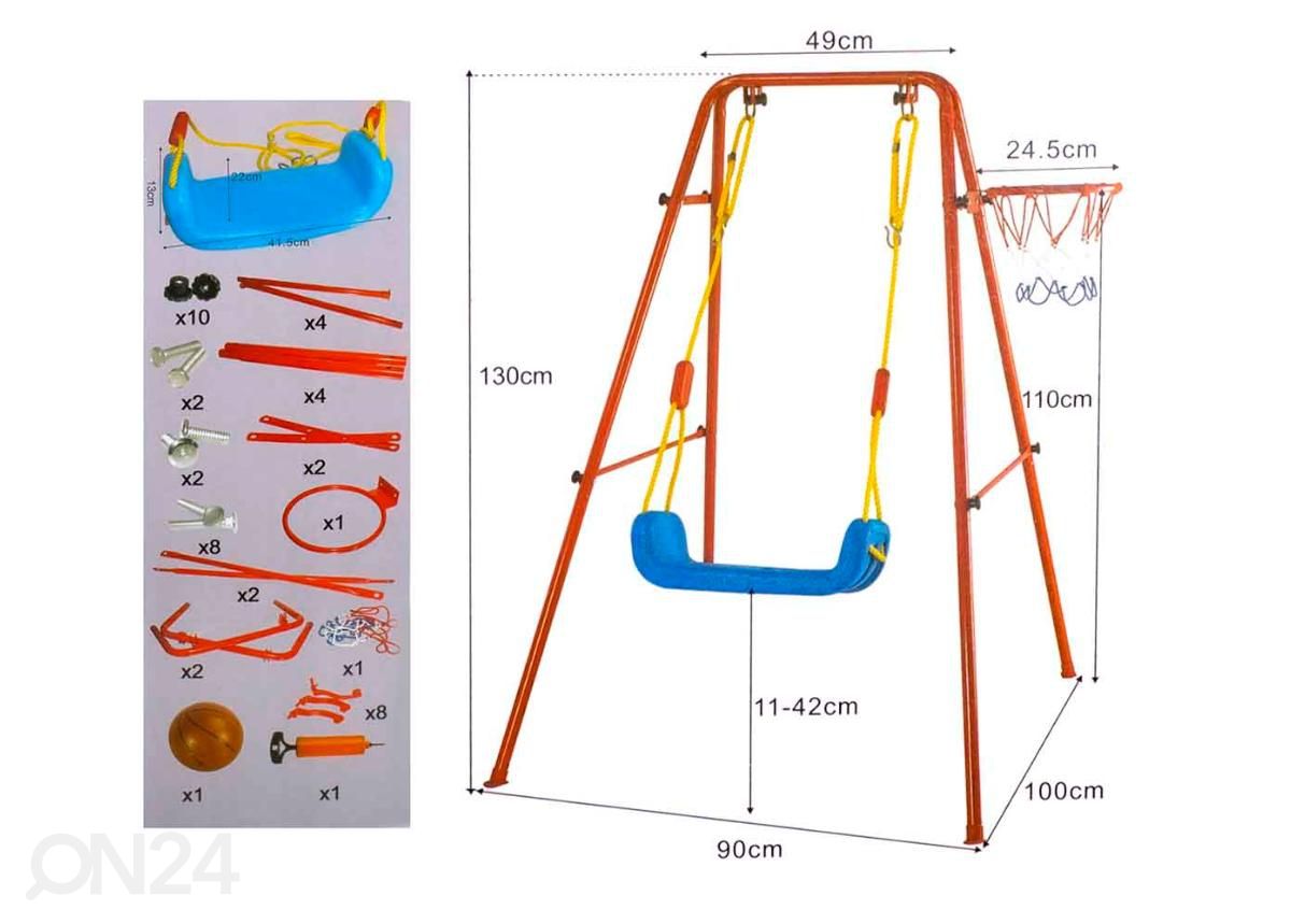 Kiik + pallikorv metallraamil suurendatud