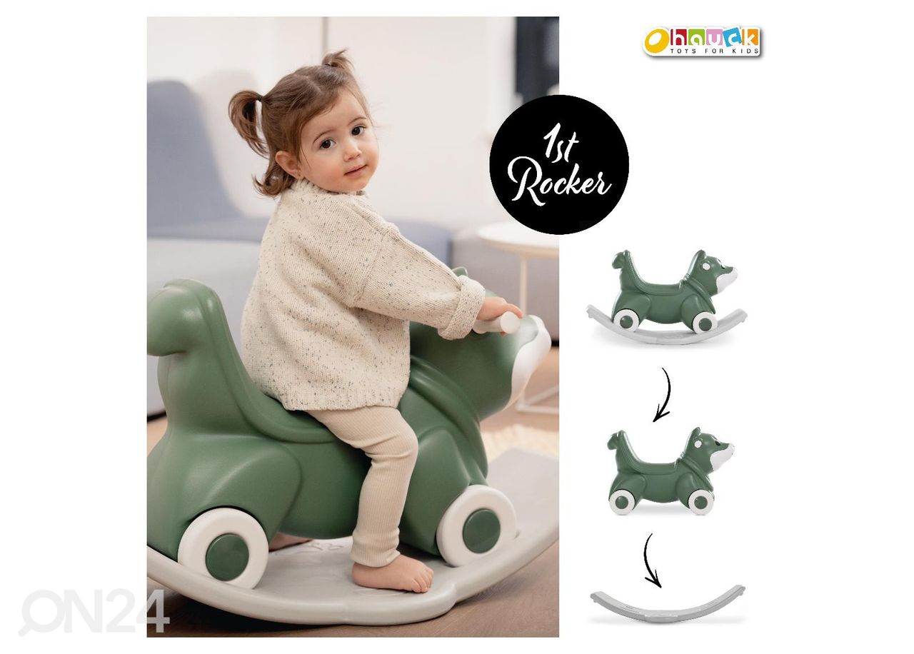 Kiikloom-jooksuratas 3-in1 Hauck Toys 1st Rocker Fox roheline suurendatud