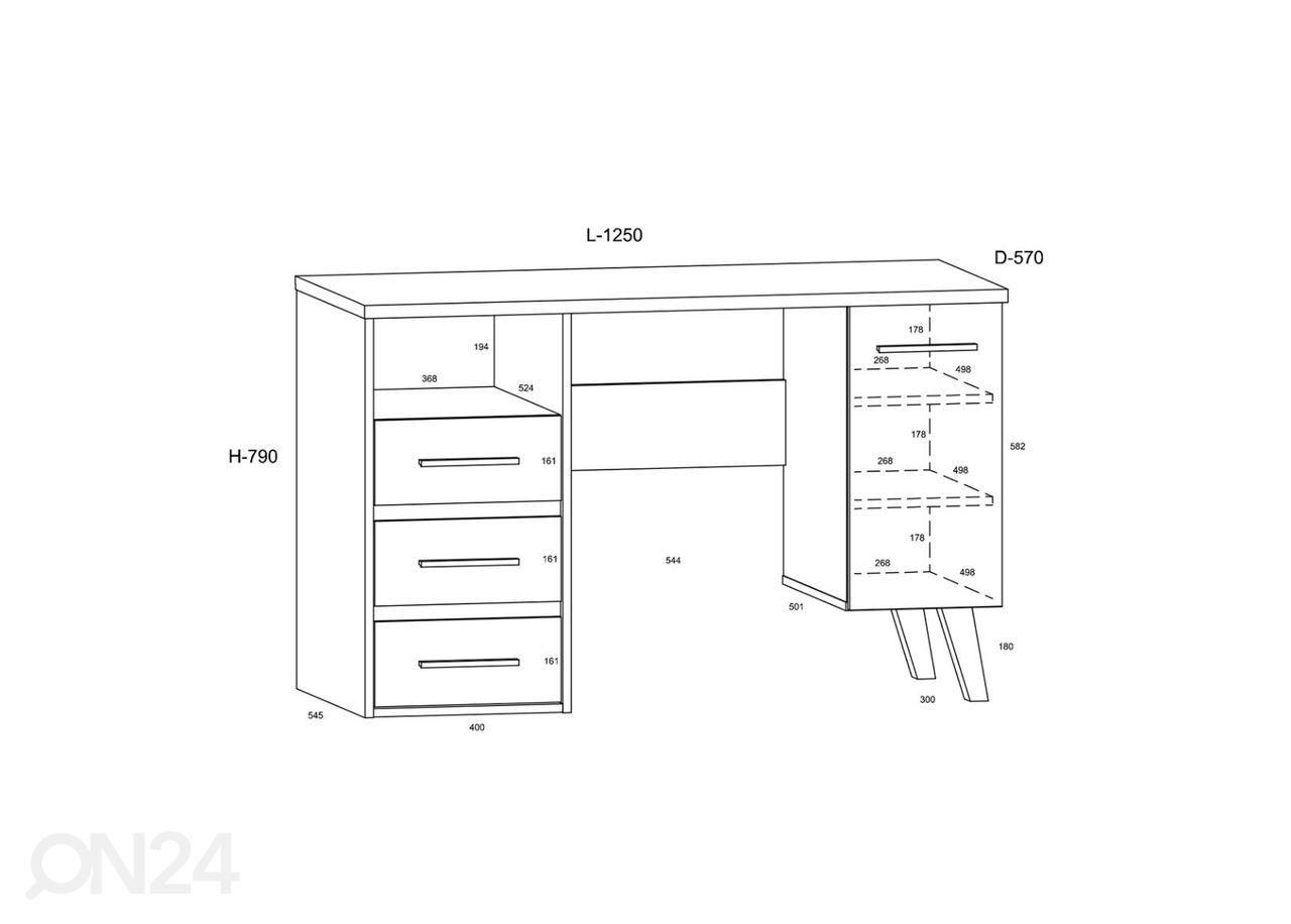 Kirjutuslaud Clon 125 cm suurendatud