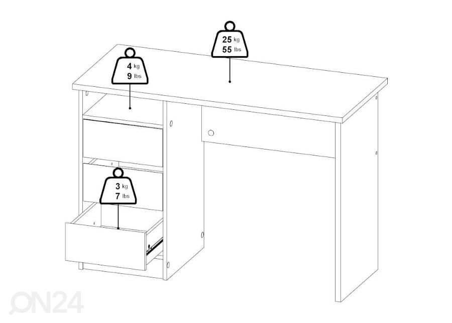 Kirjutuslaud Function 110 cm suurendatud