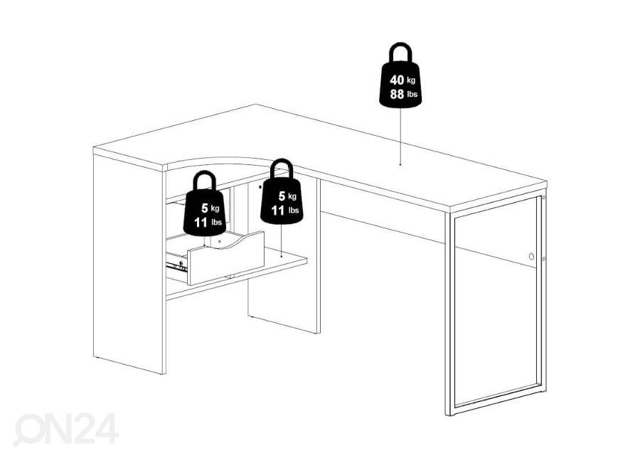 Kirjutuslaud Function 145 cm suurendatud