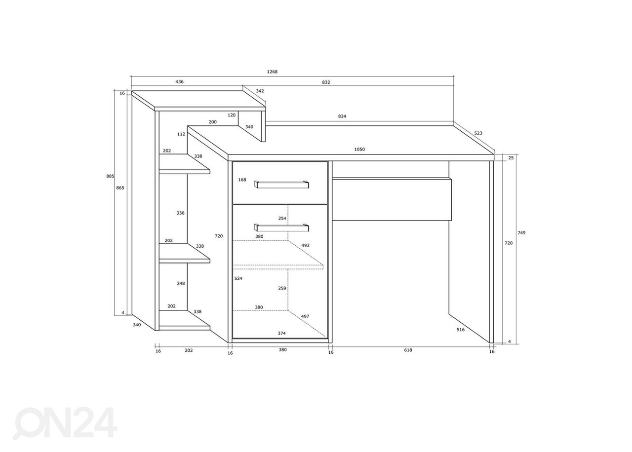 Kirjutuslaud Macroom 127 cm suurendatud