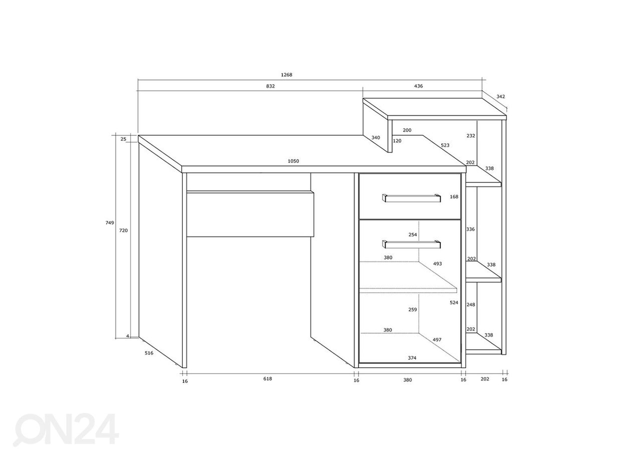 Kirjutuslaud Macroom 127 cm suurendatud