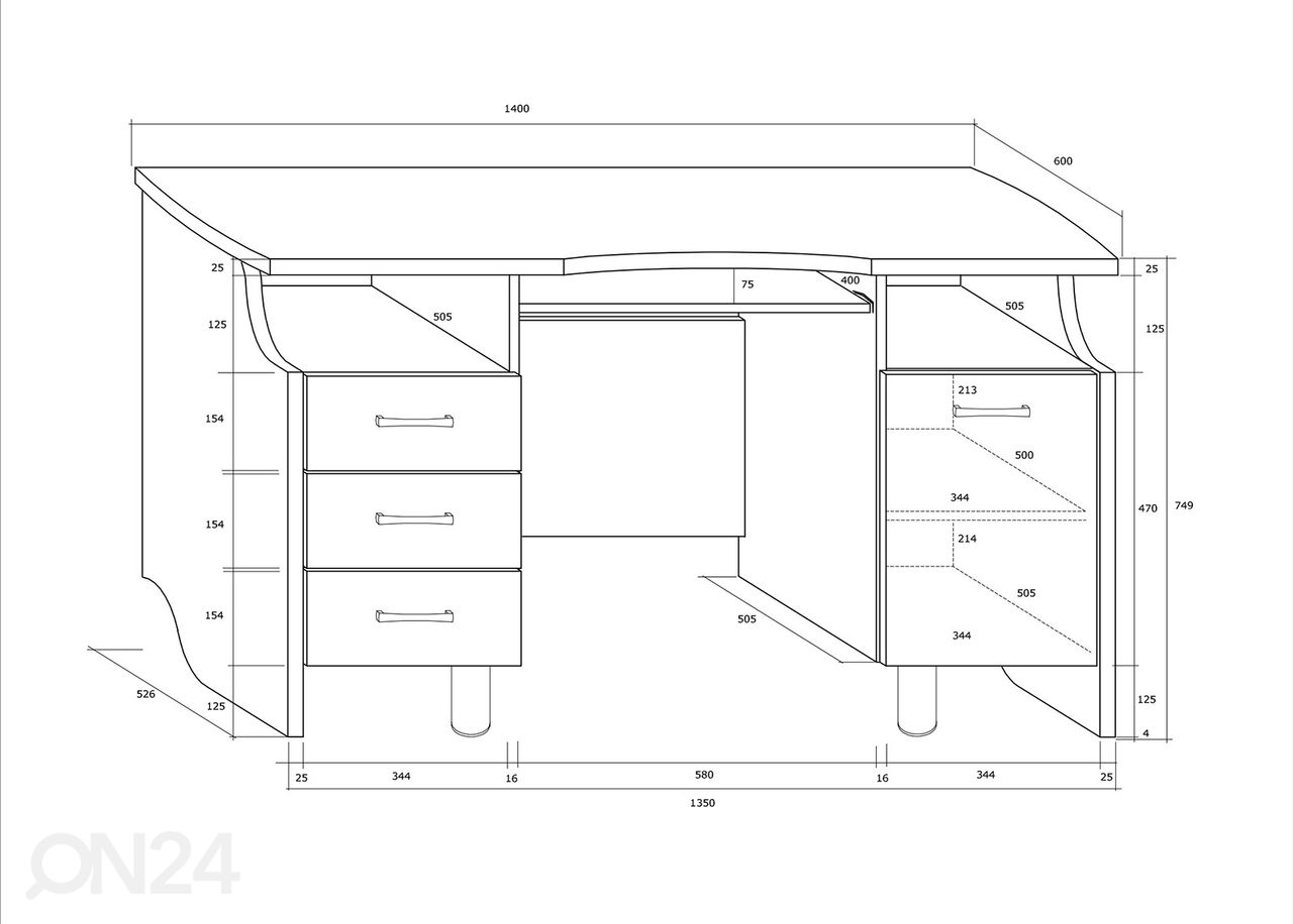 Kirjutuslaud Way 140 cm suurendatud