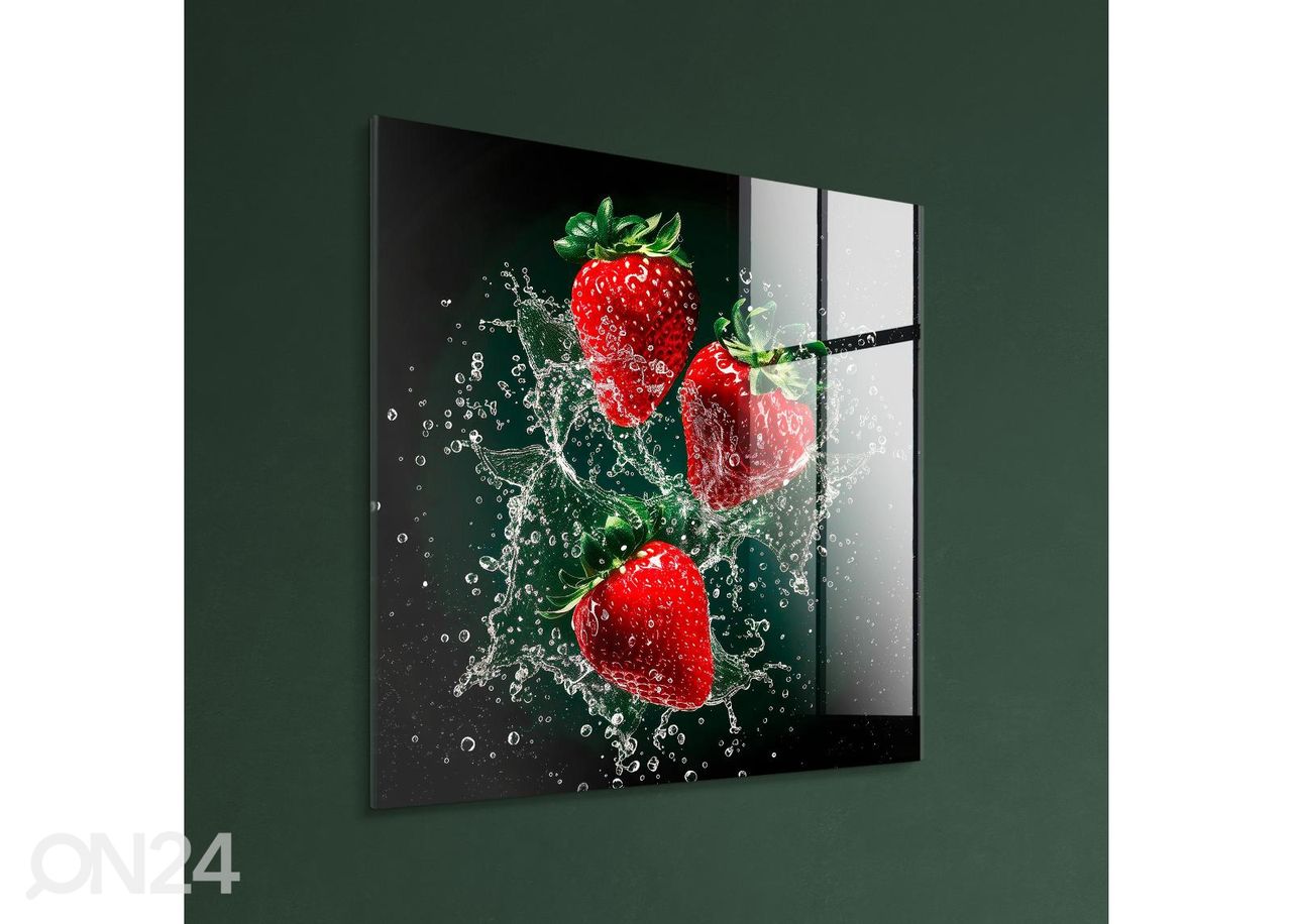 Klaaspilt Strawberries 30x30 cm suurendatud